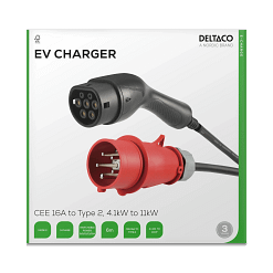 Deltaco e-Charge 11kW EV-laturi Type 2  | 6m kaapelilla | Voimavirta