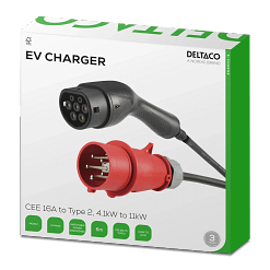Deltaco e-Charge 11kW EV-laturi Type 2  | 6m kaapelilla | Voimavirta